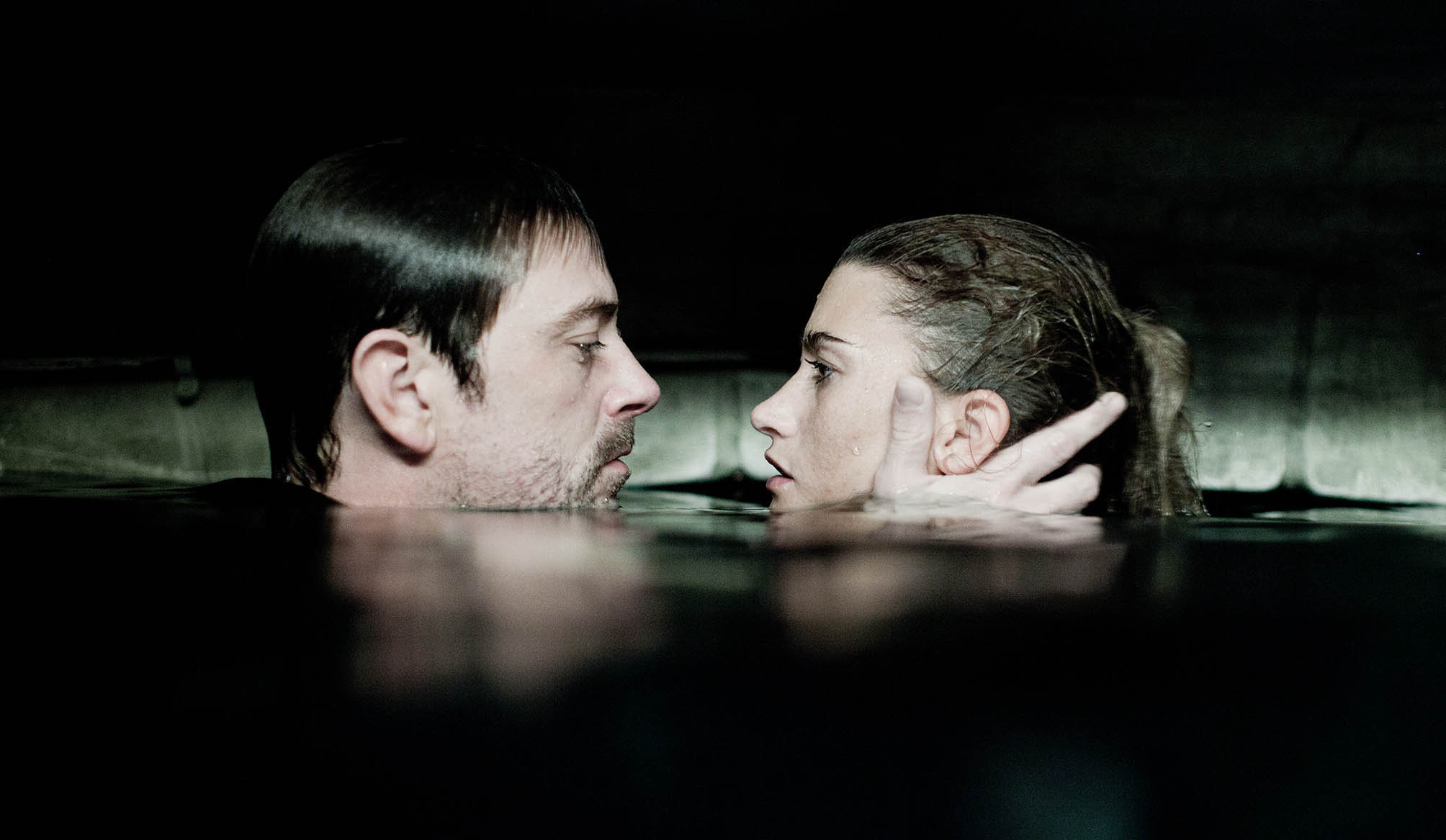 Cameron and Debbie in the flooded cellar of the Woolpack
