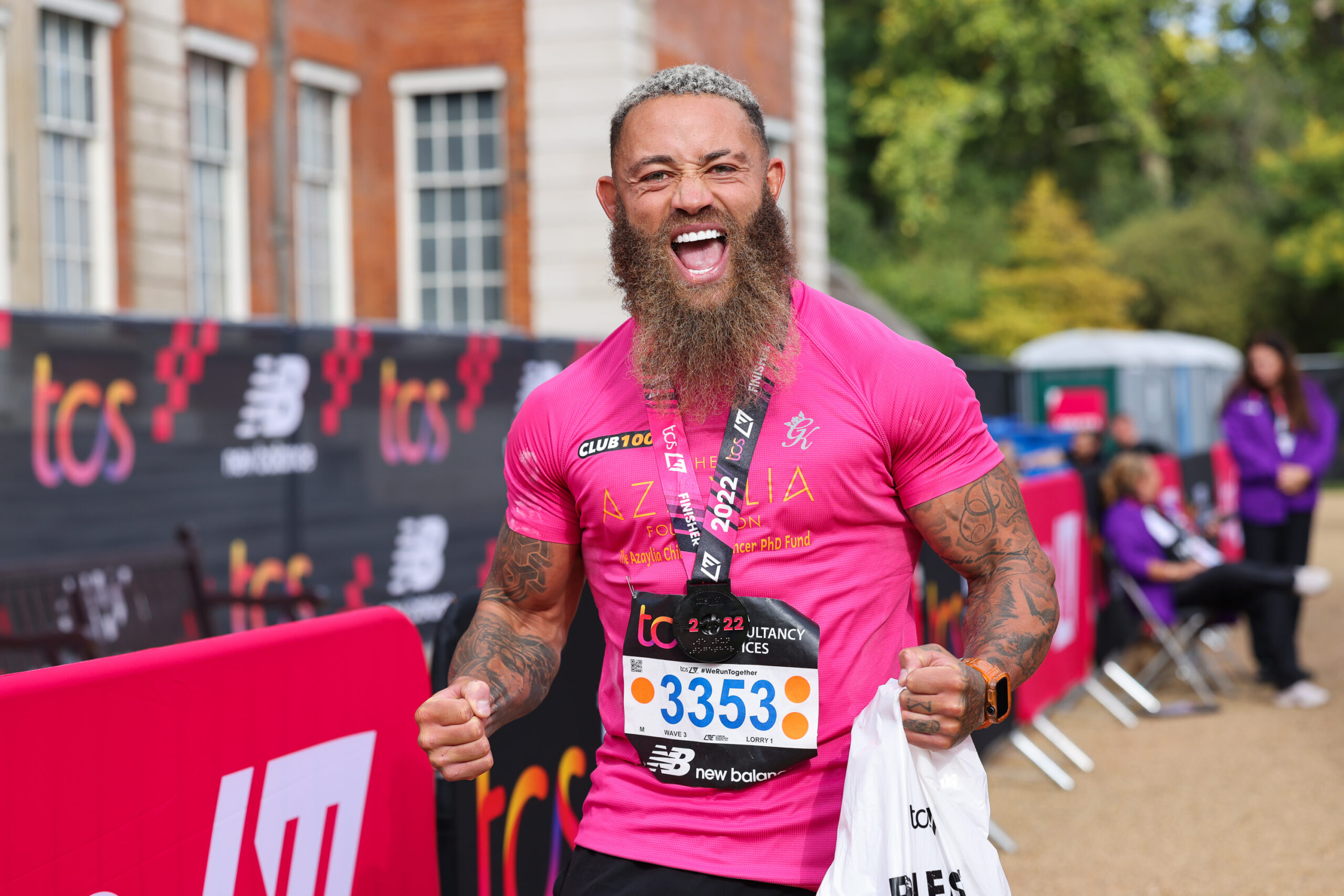 Ashley Cain after finishing a marathon in memory of his daughter