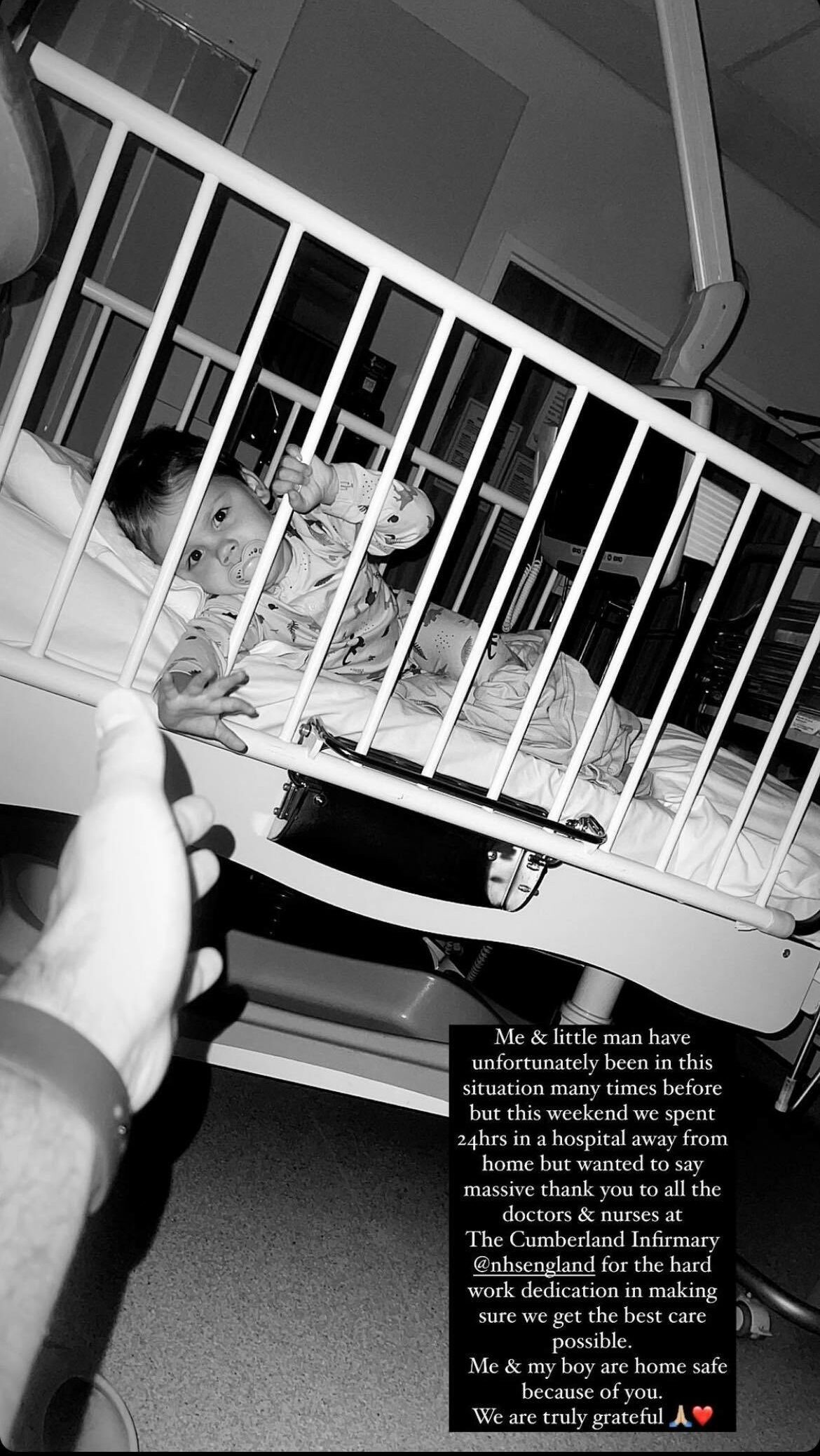 Ryan Thomas shares photo of son Roman in hospital