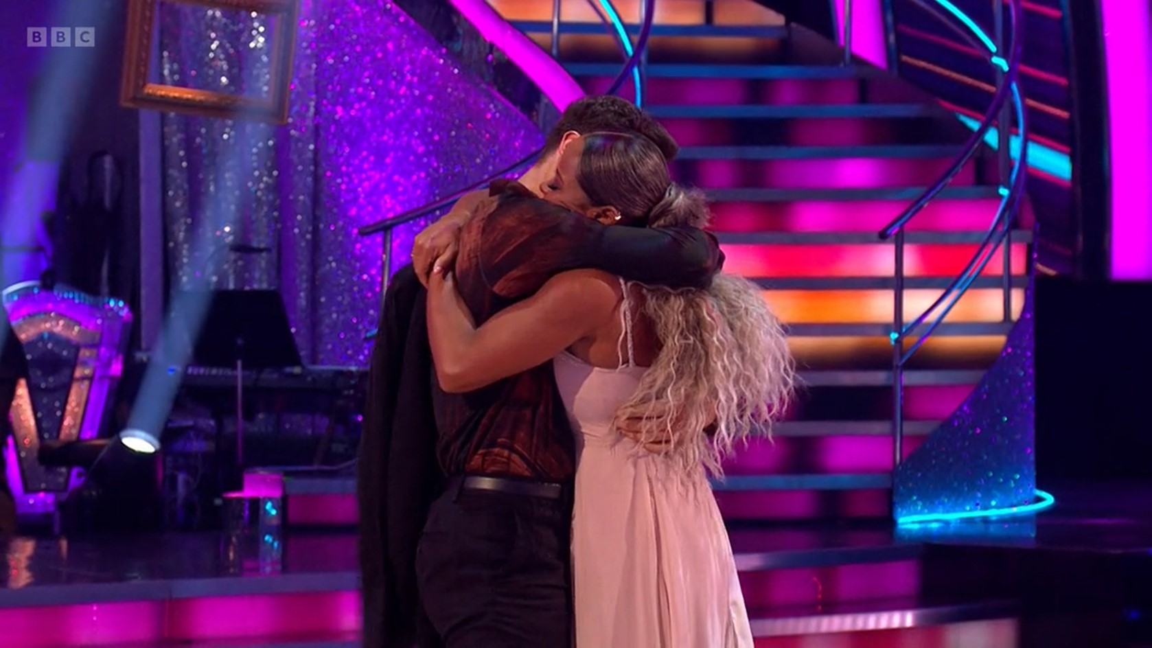 Fleur East and Vito hugging on Strictly 