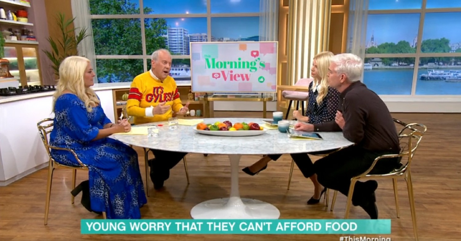 Vanessa Feltz, Gyles Brandreth, Holly Willoughby, Phillip Schofield on This Morning today