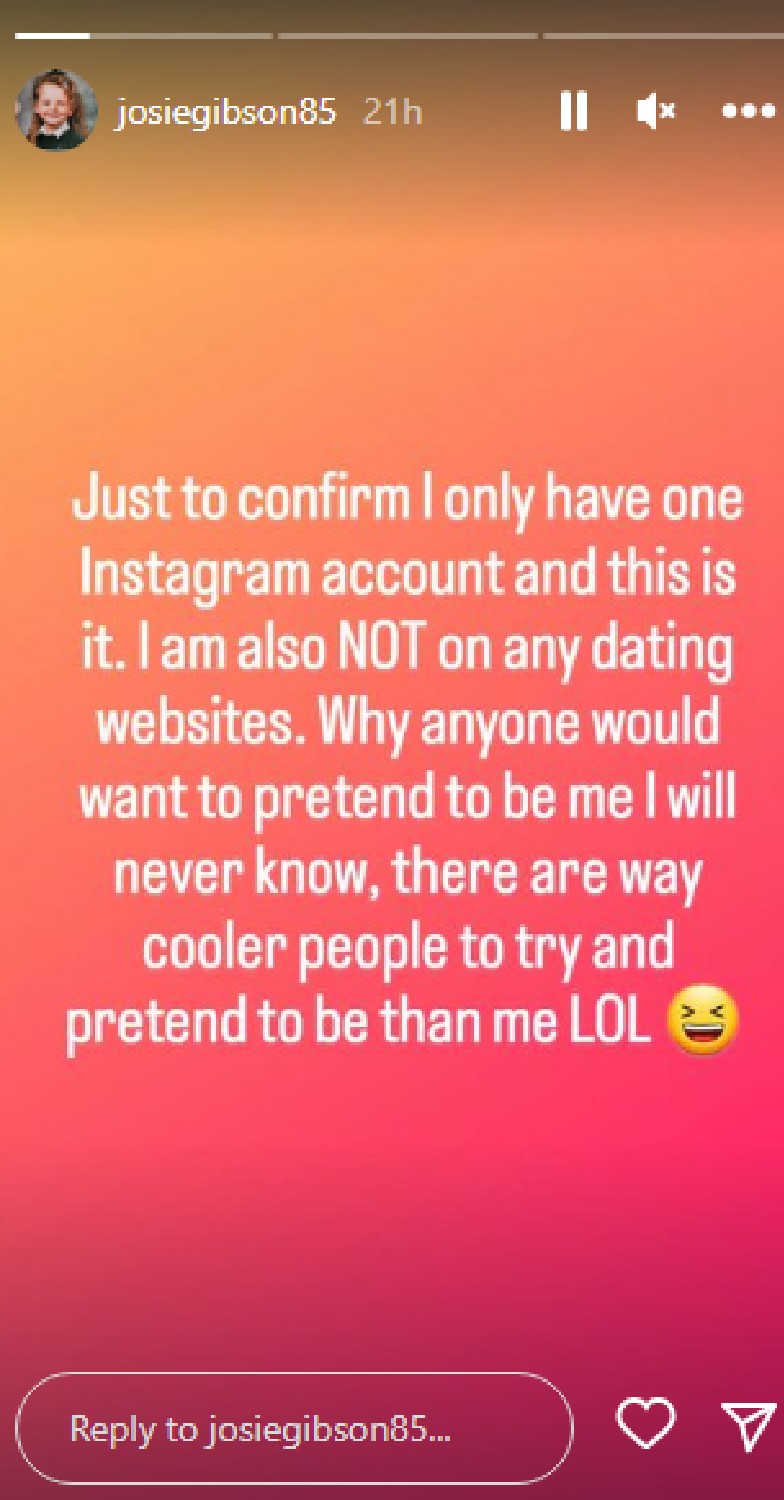 Josie Gibson shares message on her Instagram Stories