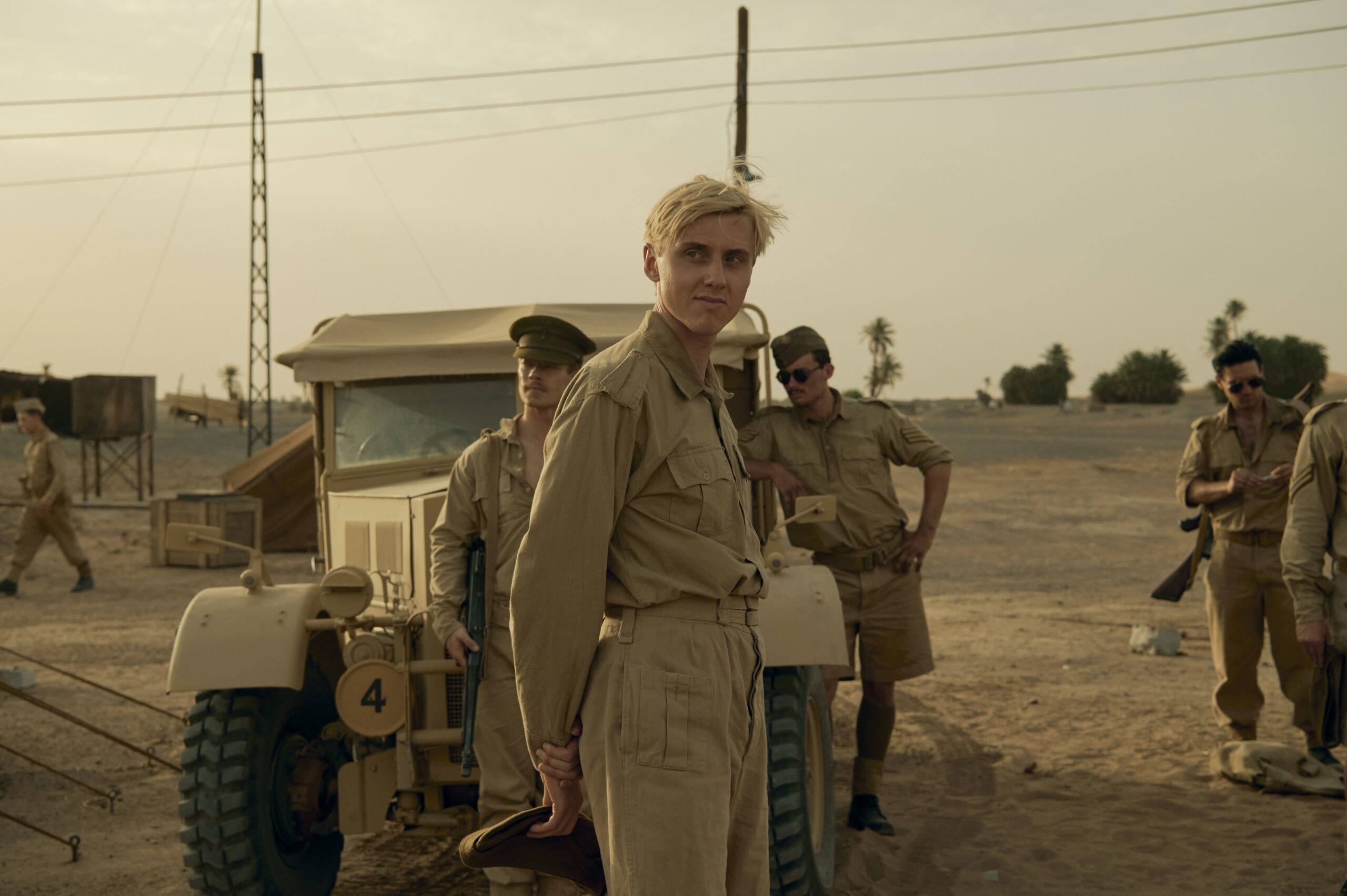 Jacob McCarthy posing in the desert in SAS Rogue Heroes