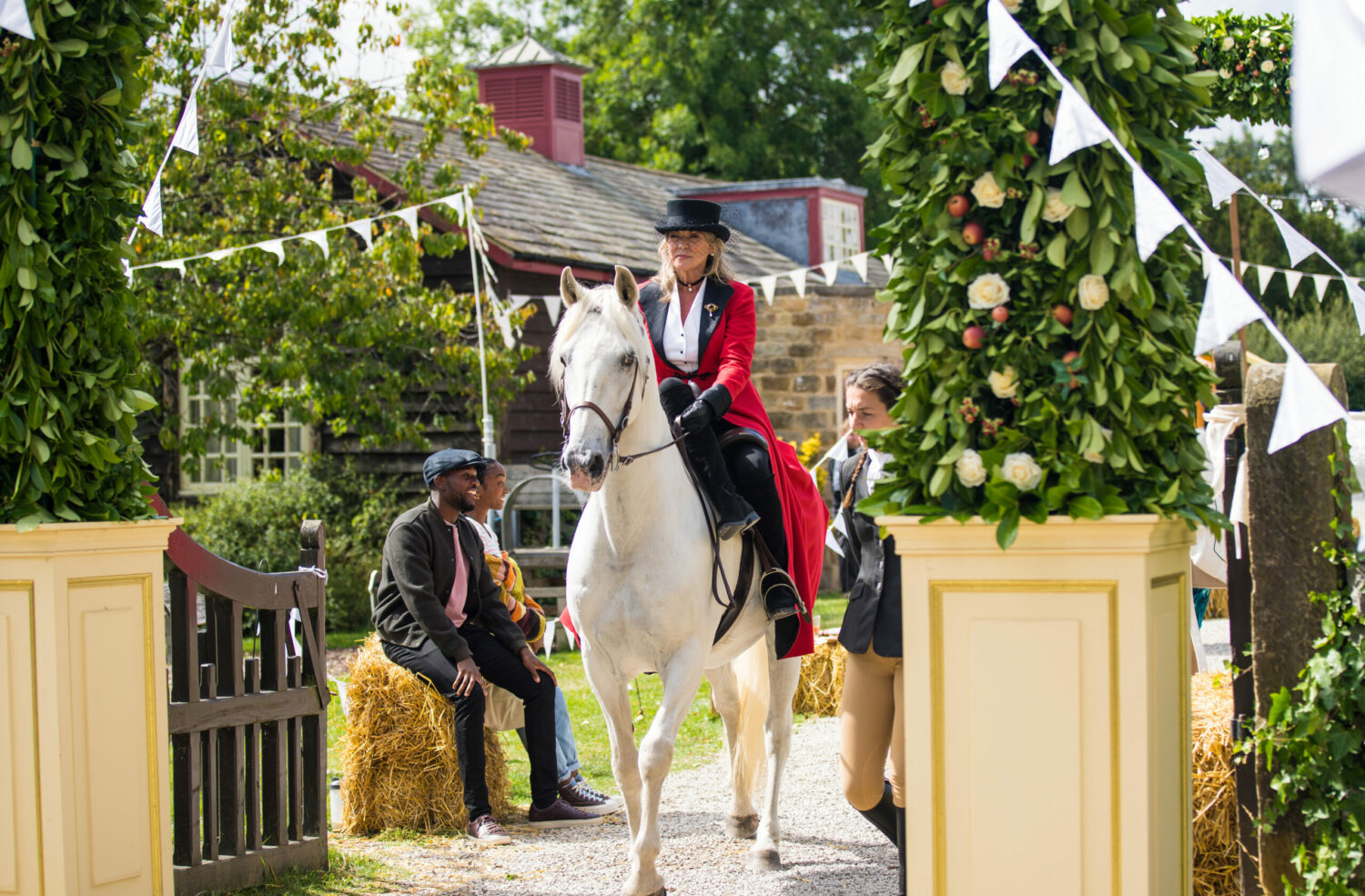 Kim rides into her wedding on horseback Emmerdale (Credit: ITV)
