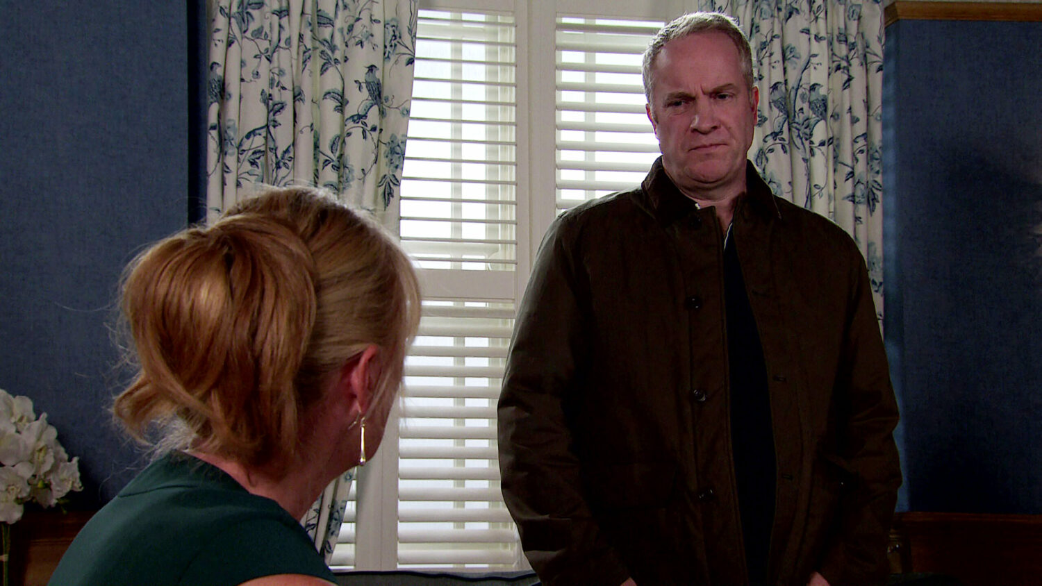 Coronation Street Teddy looking upset at Jenny 