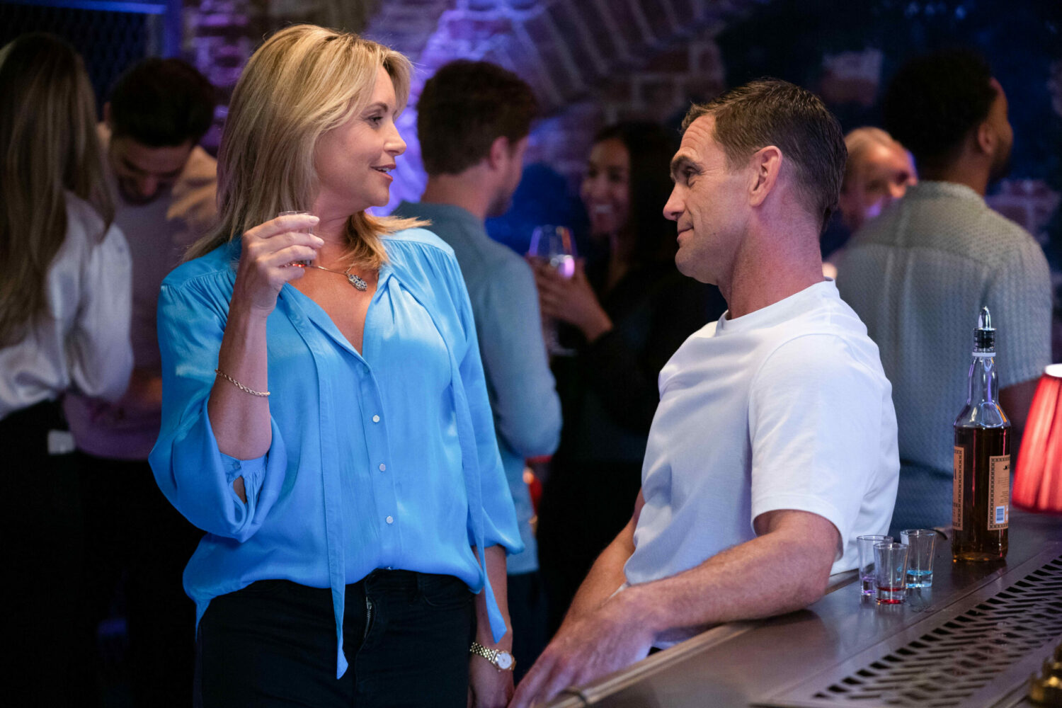 EastEnders Jack and Sam flirting at the bar