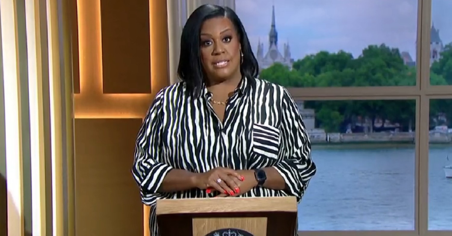 Alison Hammond stood behind podium on This Morning today