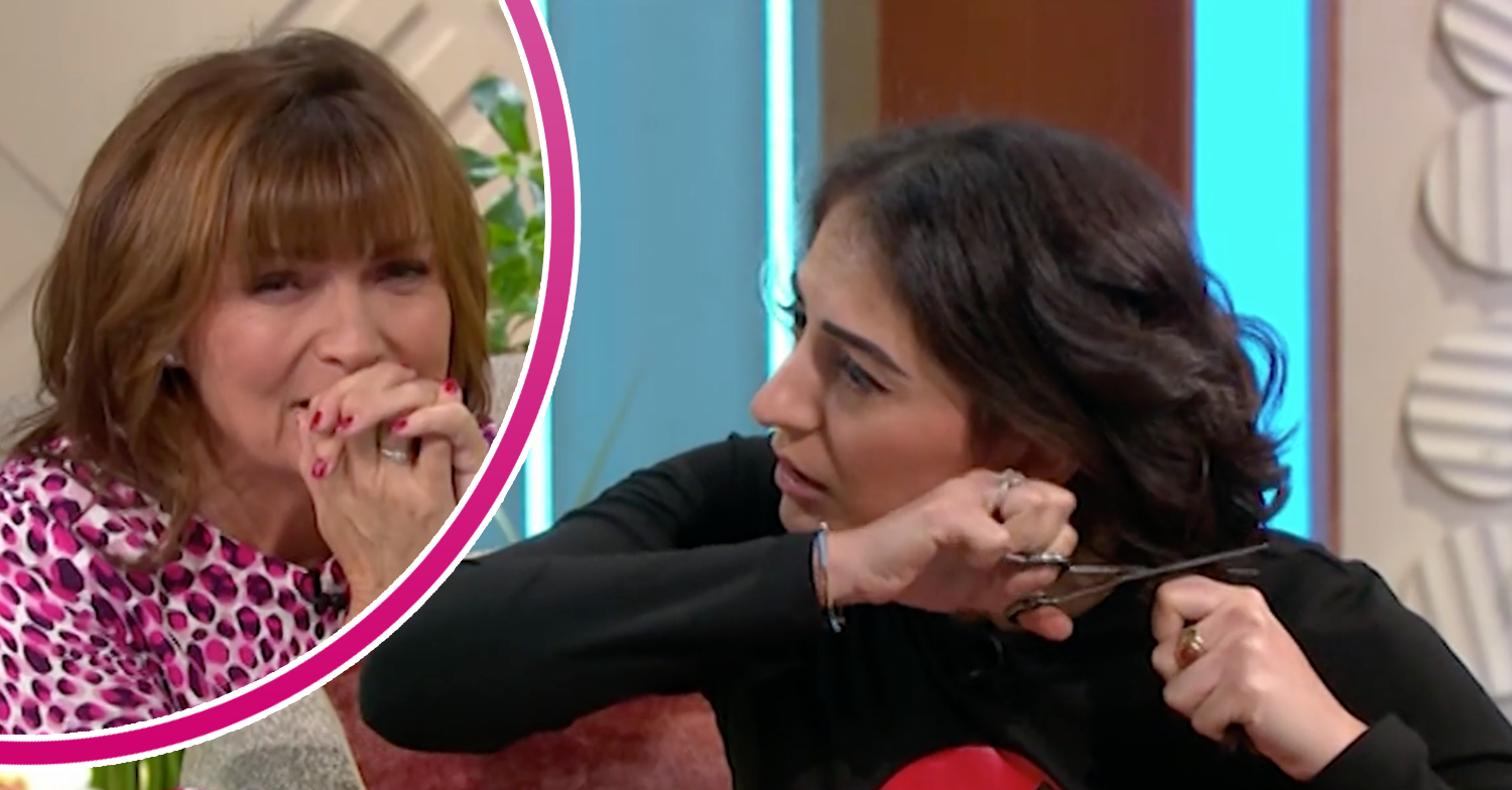 Lorraine watches as guest Elika cuts hair