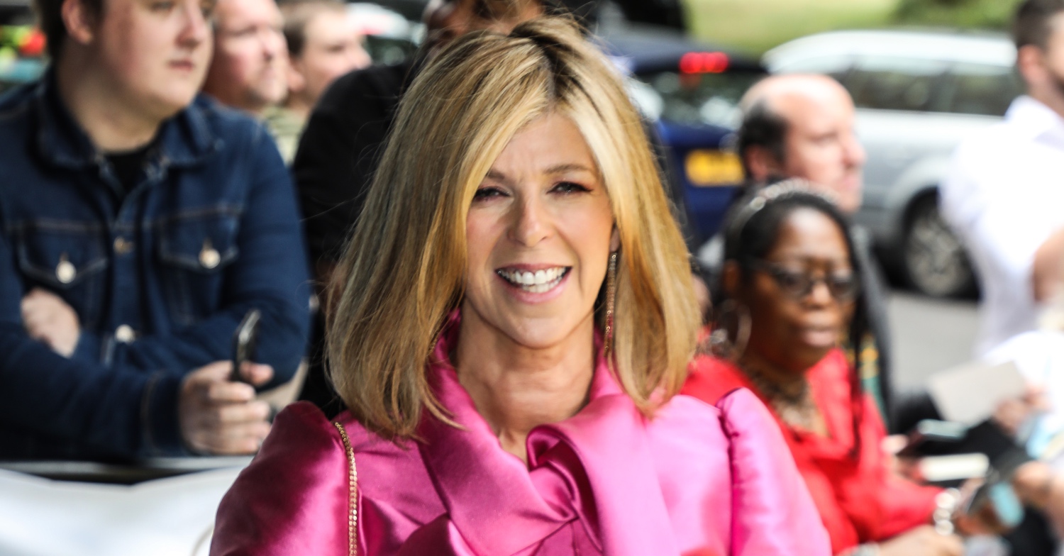 Kate Garraway smiling in pink
