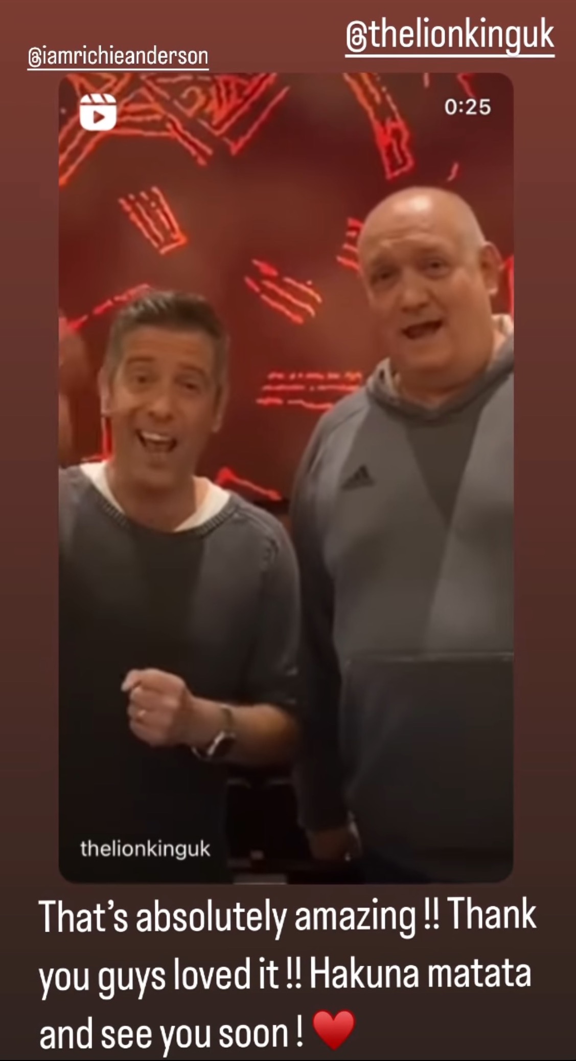 Stars of The Lion King wishing Giovanni well