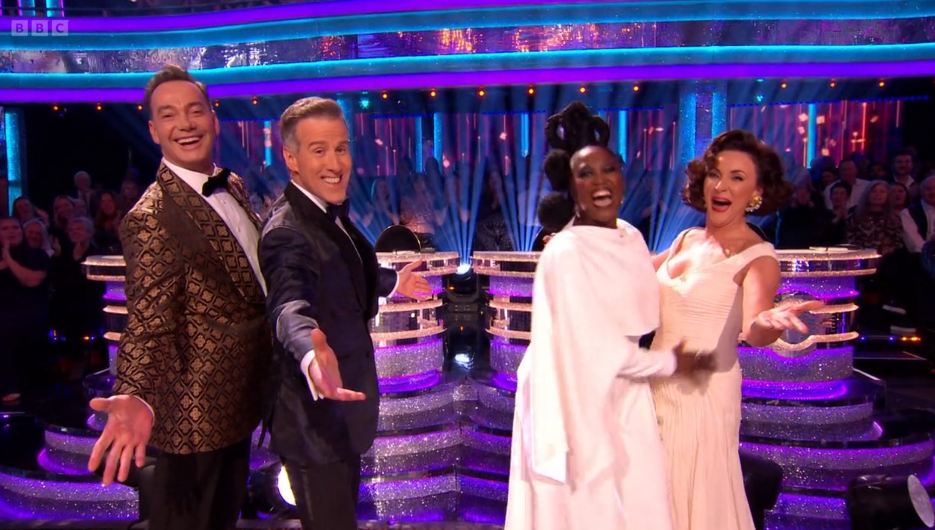 Strictly judges Craig Anton Motsi and Shirley dance at the start of the show
