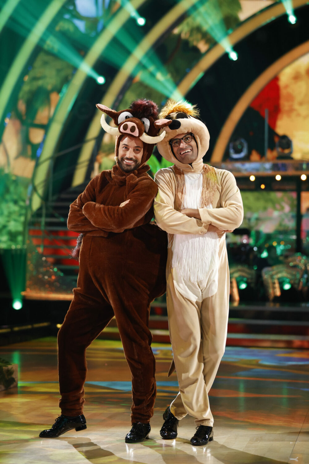 Giovanni Pernice and Richie Anderson as Pumbaa and Timon from the lion King on Strictly
