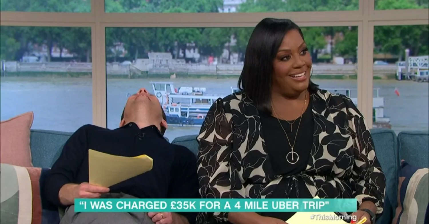 Alison Hammond and Dermot O'Leary laughing on This Morning today