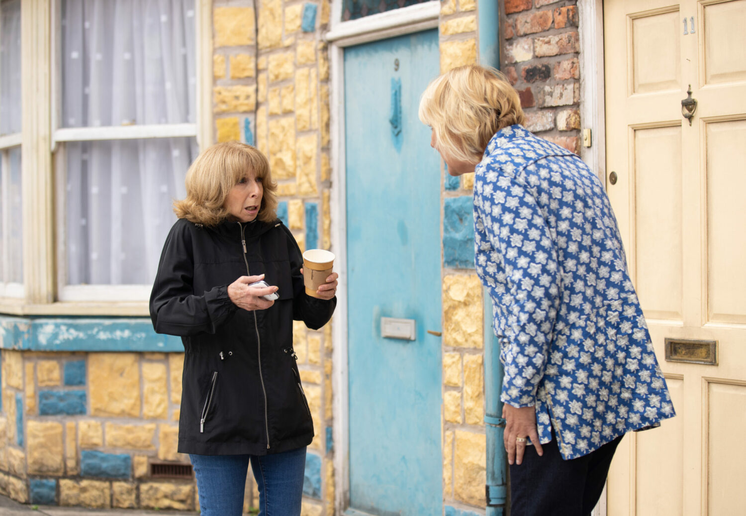 Coronation Street Gail looking horrified as Eileen yells at her