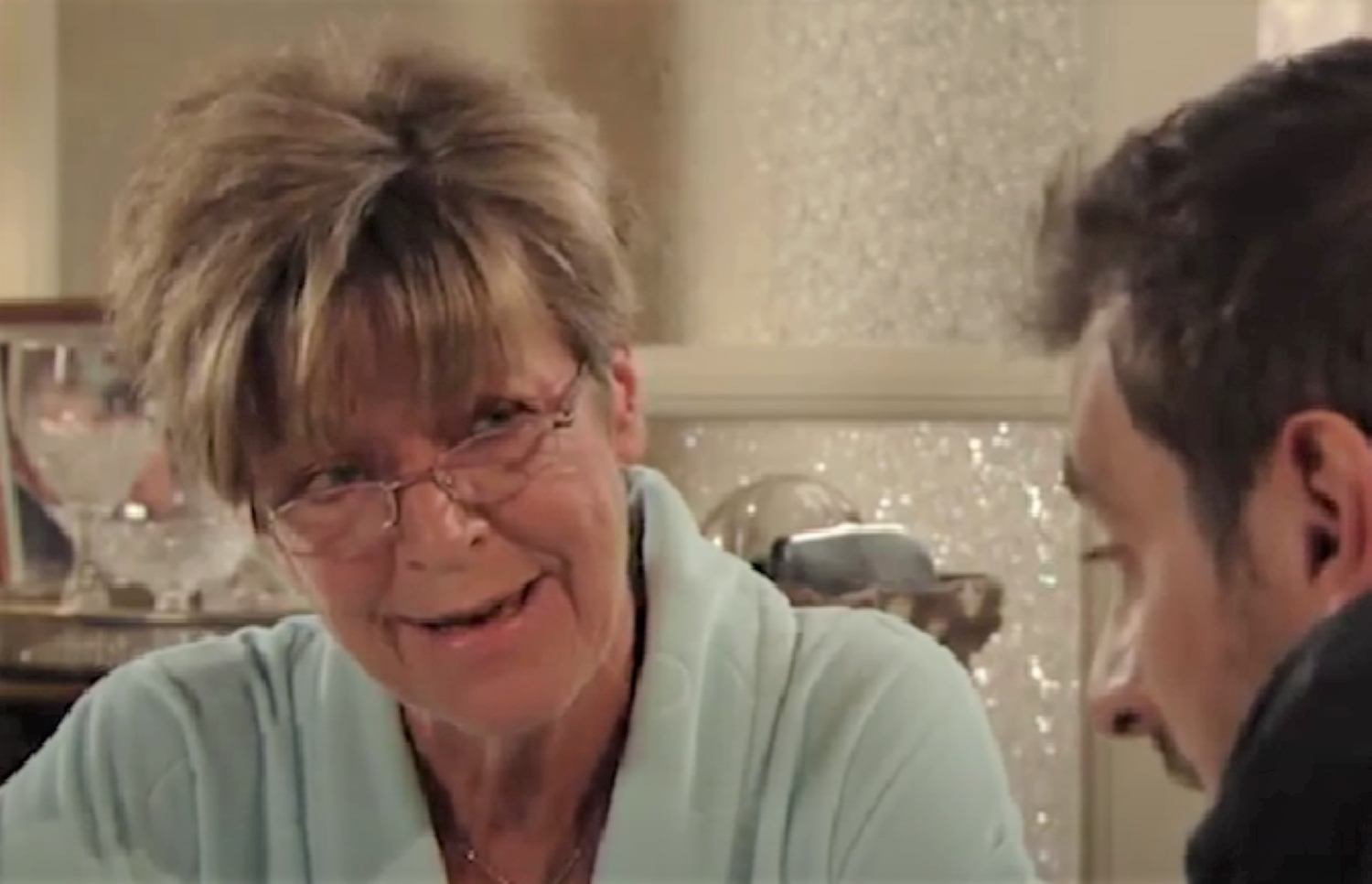 Deirdre looking worried in Coronation Street