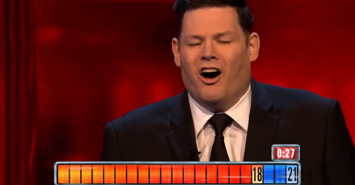 Mark Labbett shouts on The Chase