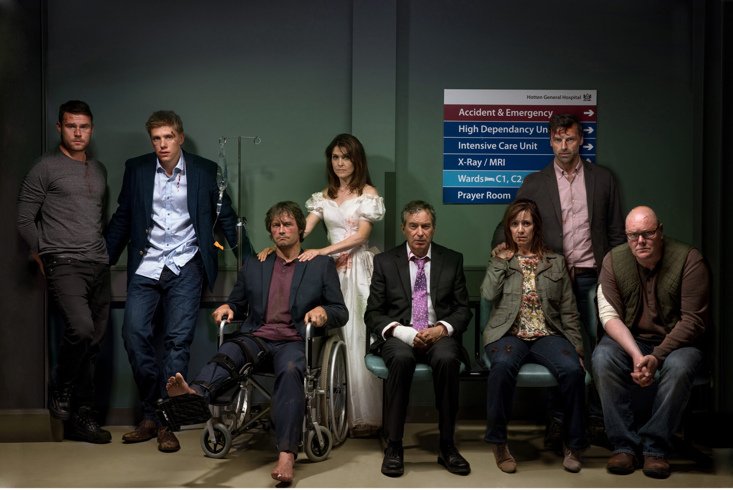 Emmerdale characters, battered and wounded after the crash