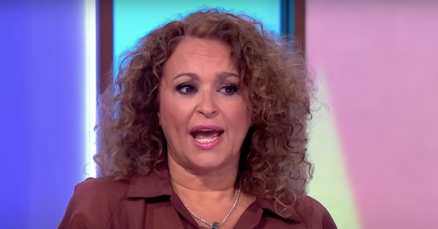 Nadia Sawalha looking shocked on Loose Women