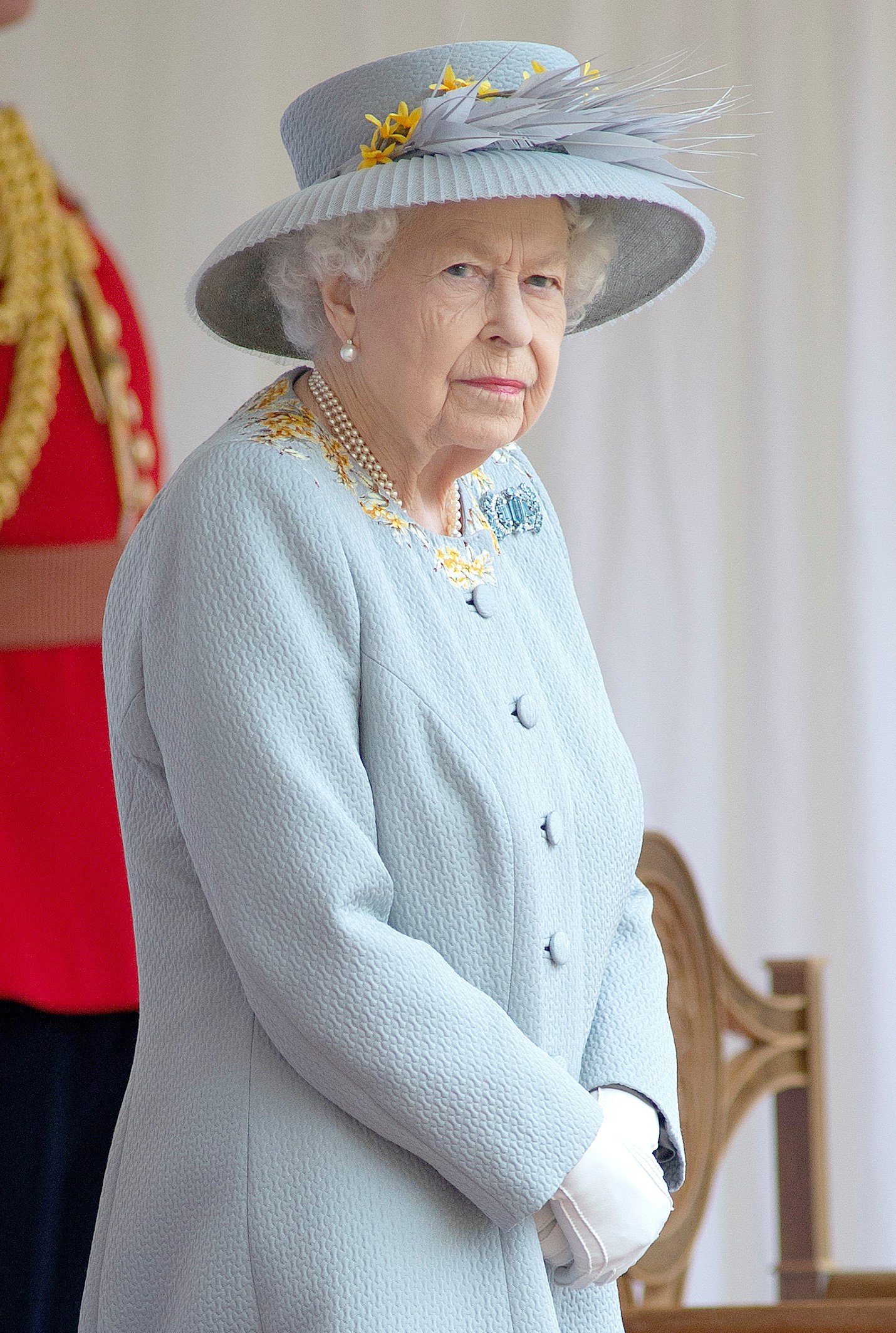 The Queen looking serious at Trooping the Colour in 2021