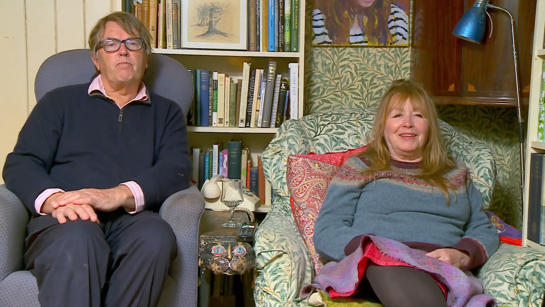 Gogglebox Giles and Mary smirk
