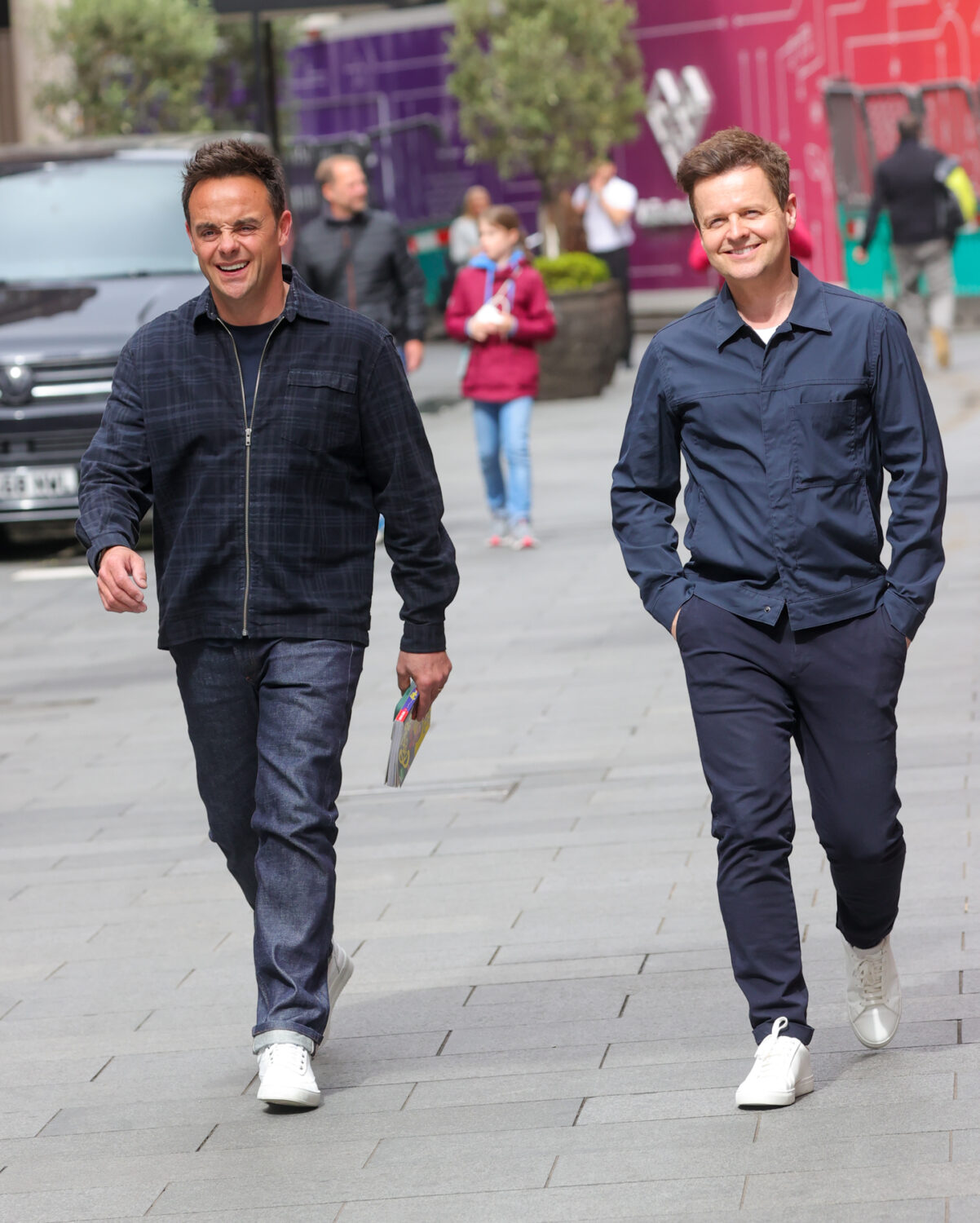 Ant and Dec smile as they're papped in the street