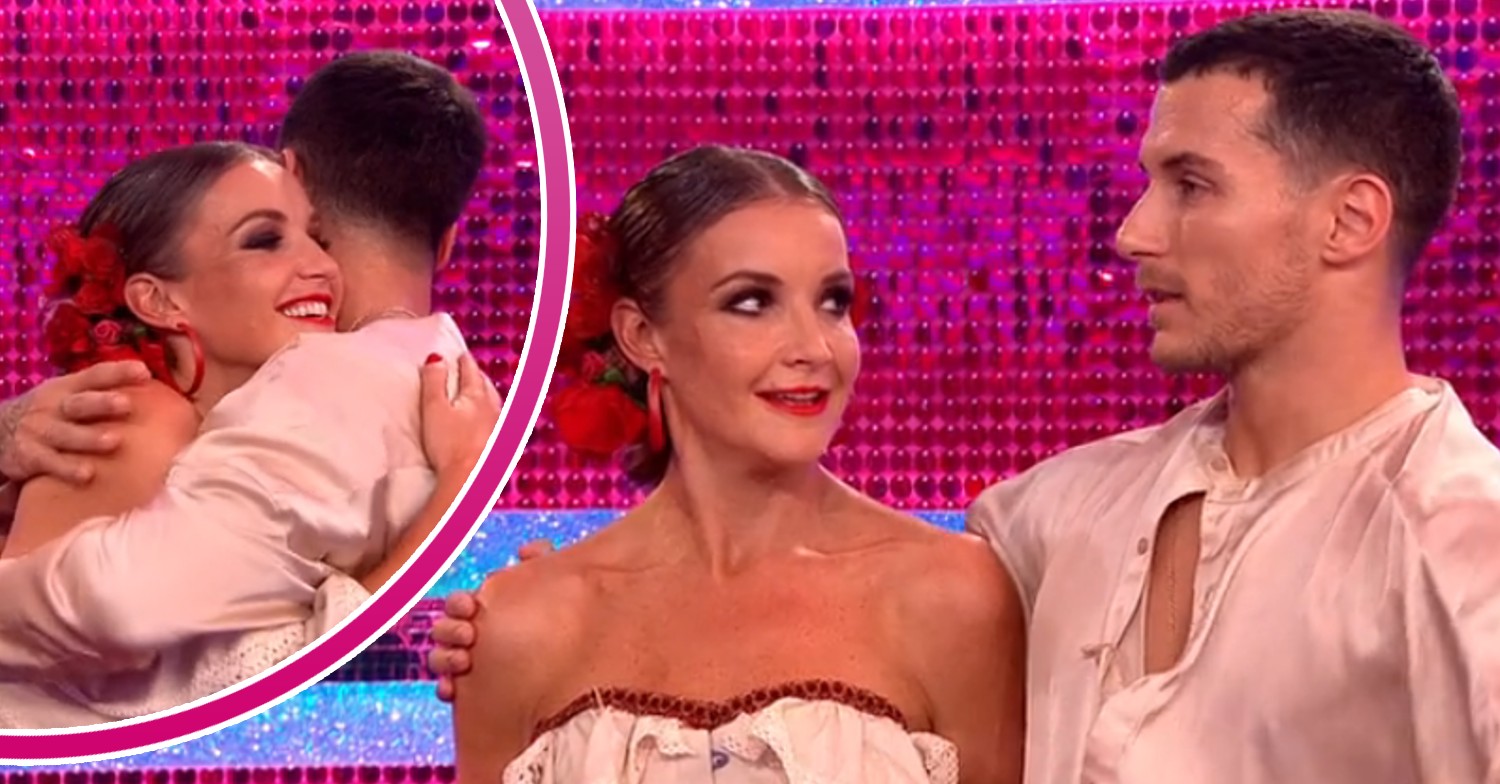 Helen Skelton and Gorka Marquez hug and speak on Strictly Come Dancing