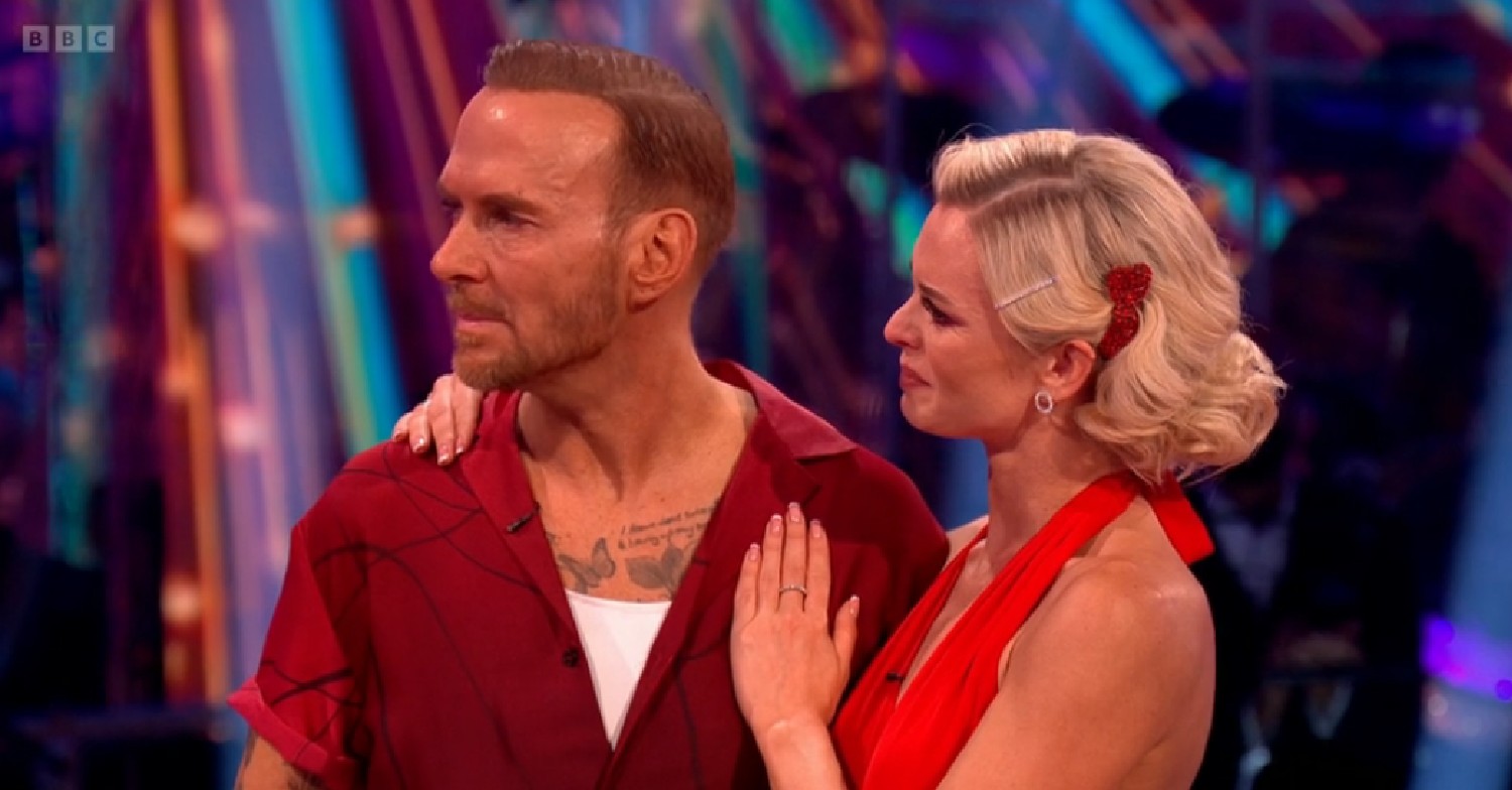 Nadiya Bychkova with her arm around Matt Goss during Strictly results show