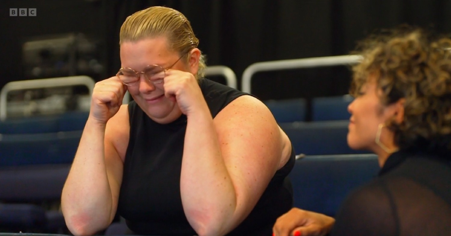 Jayde Adams crying during rehearsal on Strictly