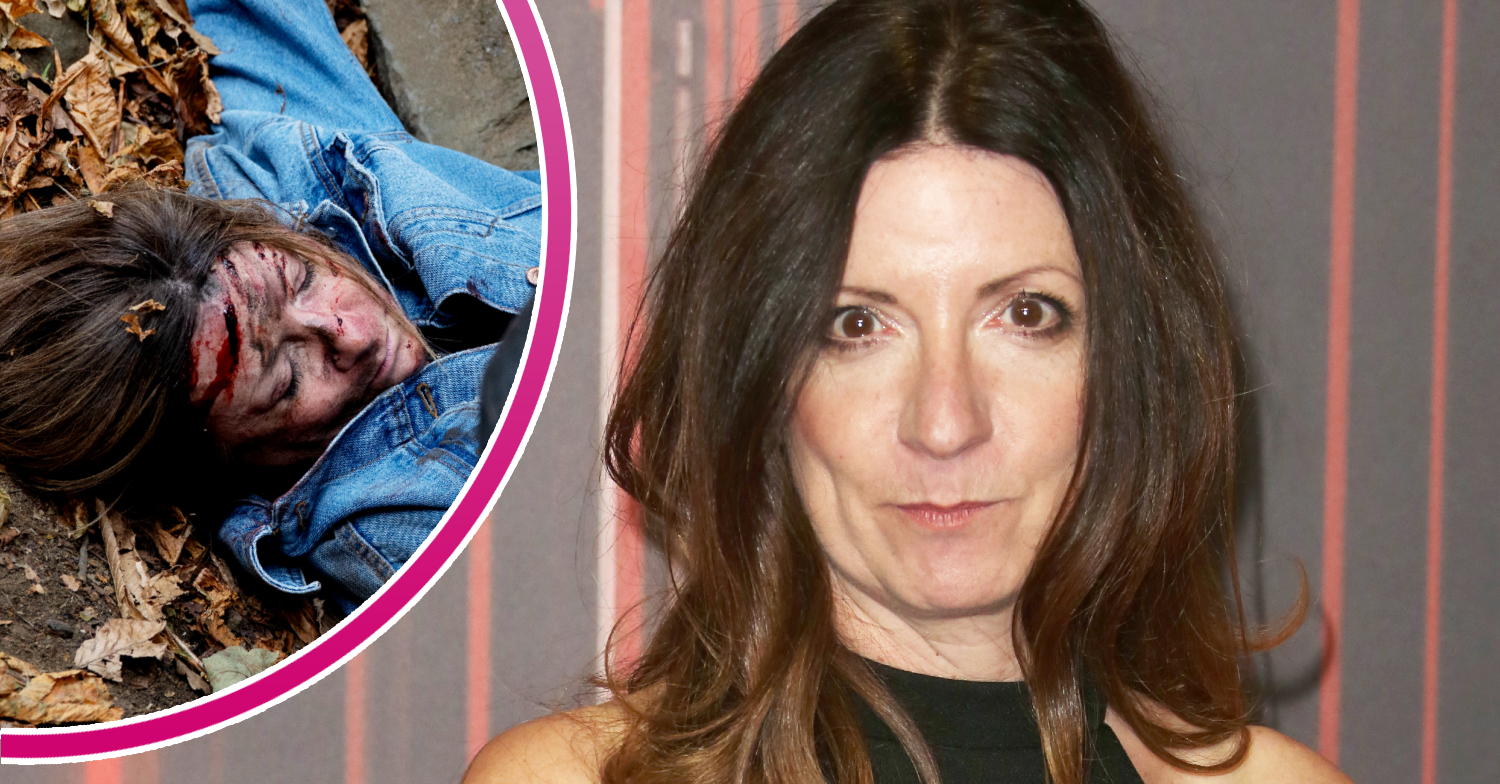 Emmerdale Katherine Dow Blyton and Harriet under quad bike with cuts on face