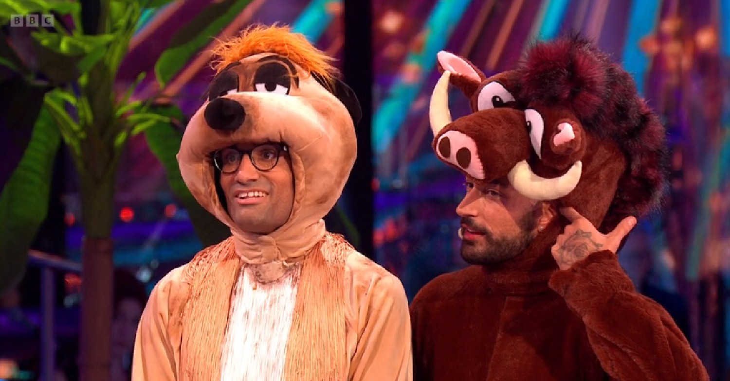 Richie Anderson and Giovanni Pernice in animal costumes on Strictly