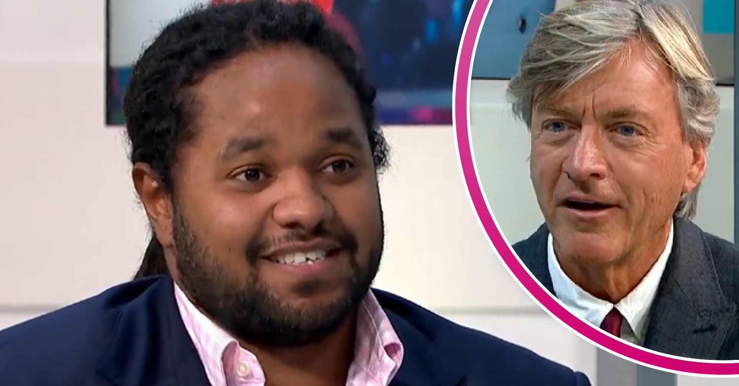 Strictly star Hamza Yassin speaking and Richard Madeley looking stunned on GMB