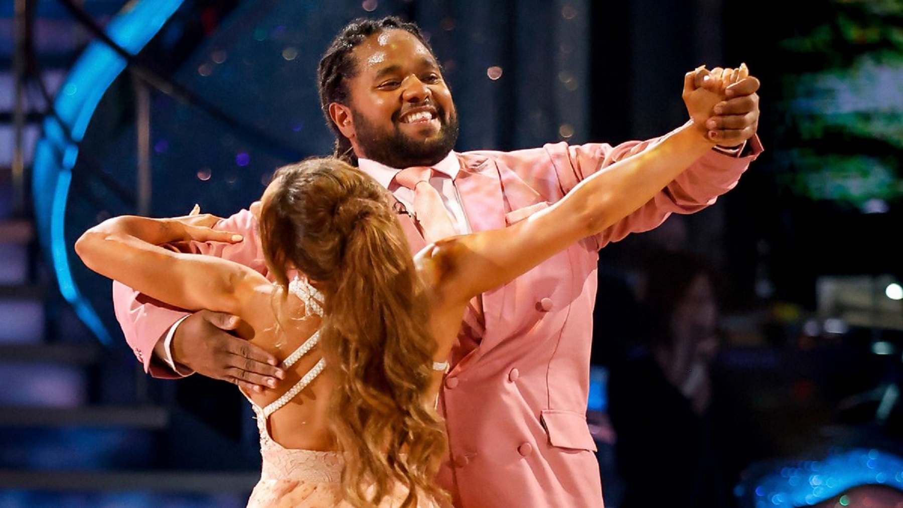 Hamza Yassin smiling and dancing with Jowita Strictly Come Dancing 