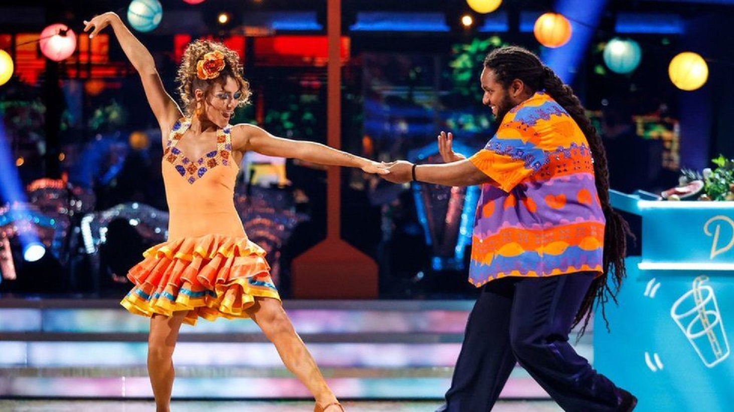 Hamza Yassin smiling and dancing on Strictly