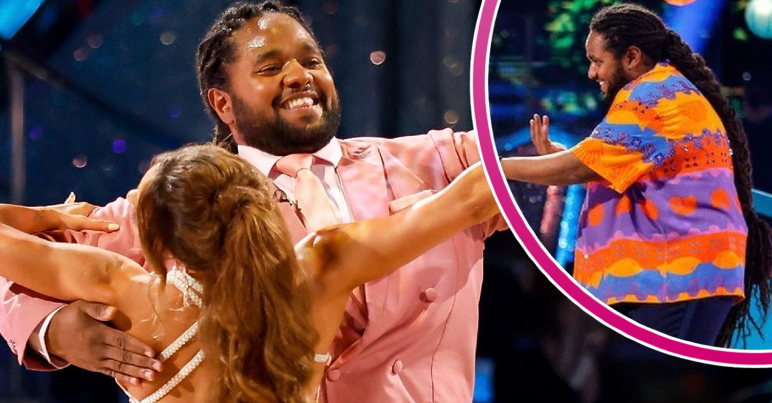 Hamza Yassin smiling and dancing with Jowita on Strictly