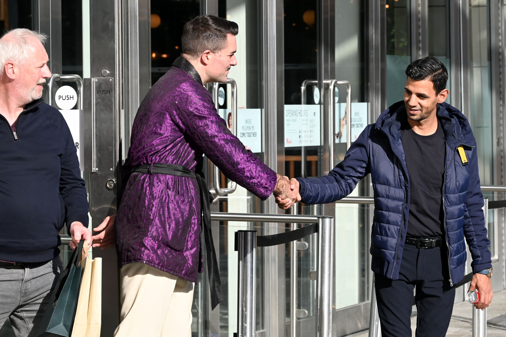 Man with moustache chatting at Westfield