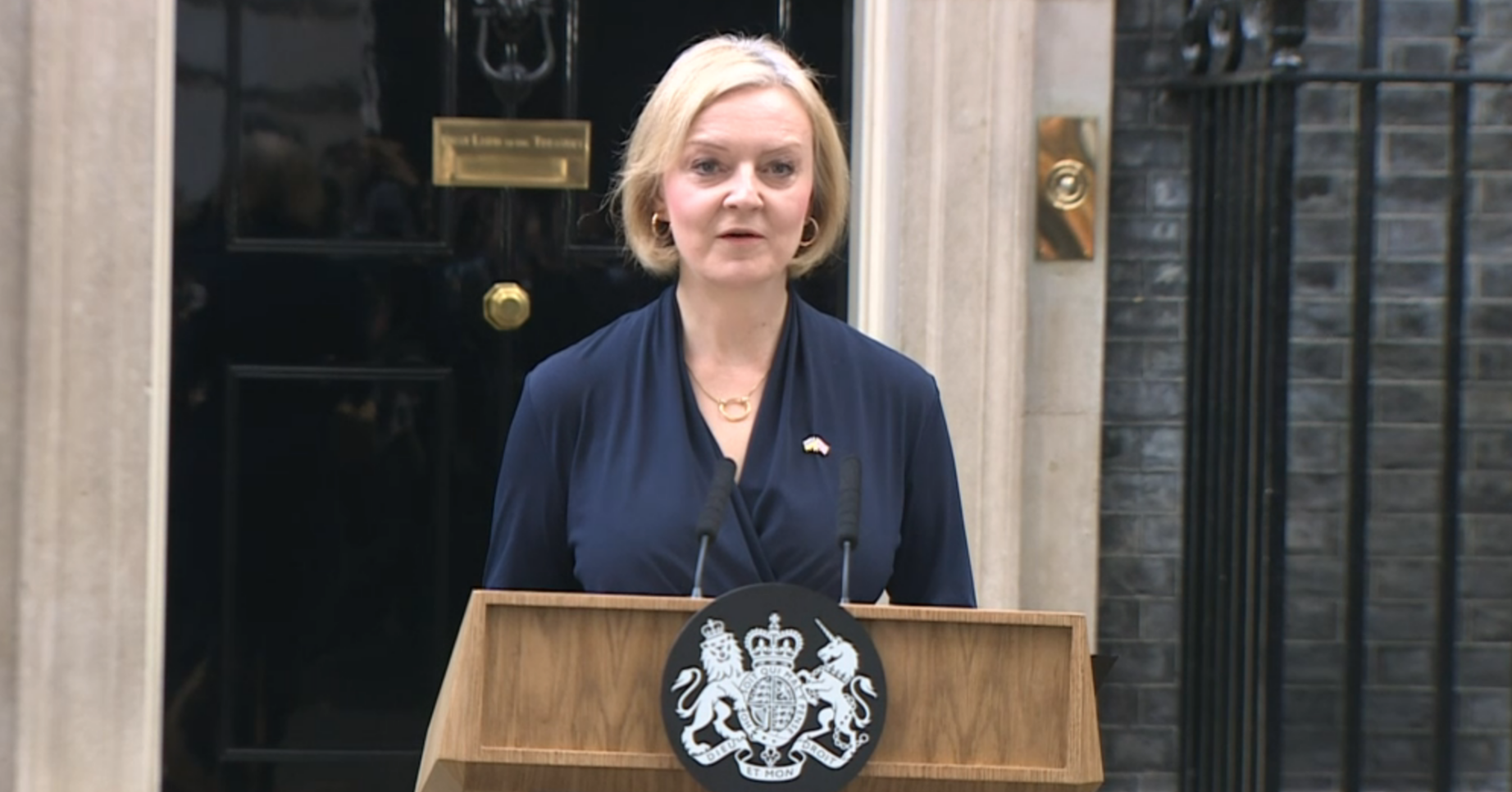 Liz Truss making a statement outside Downing Street