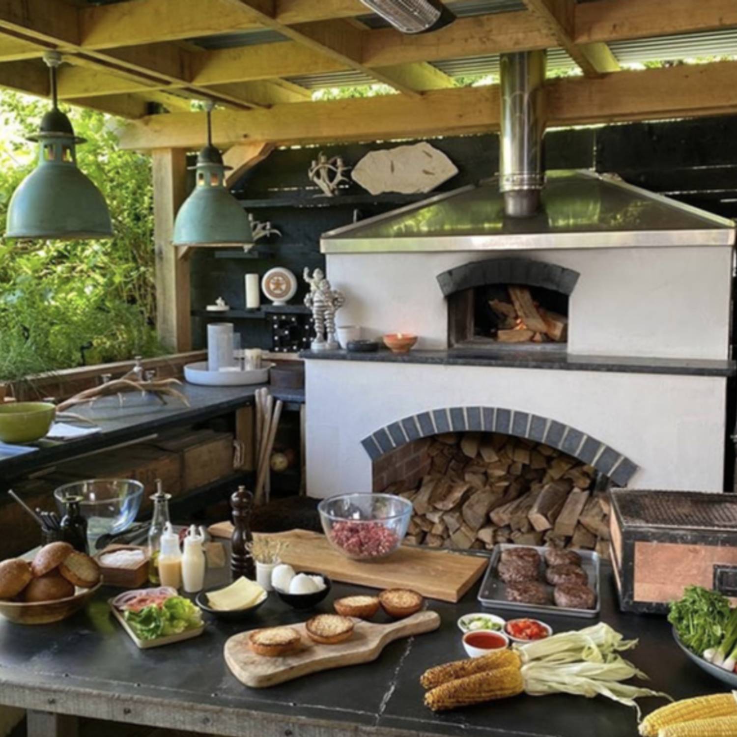 A view of James Martin outdoor kitchen