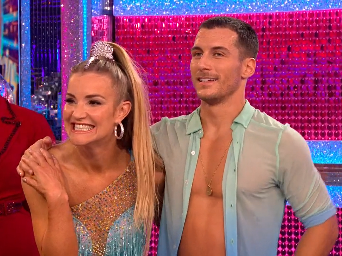 Helen Skelton smiling and Gorka on Strictly