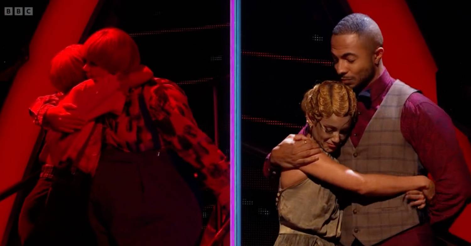 Dianne hugs dance partner Tyler West during results show