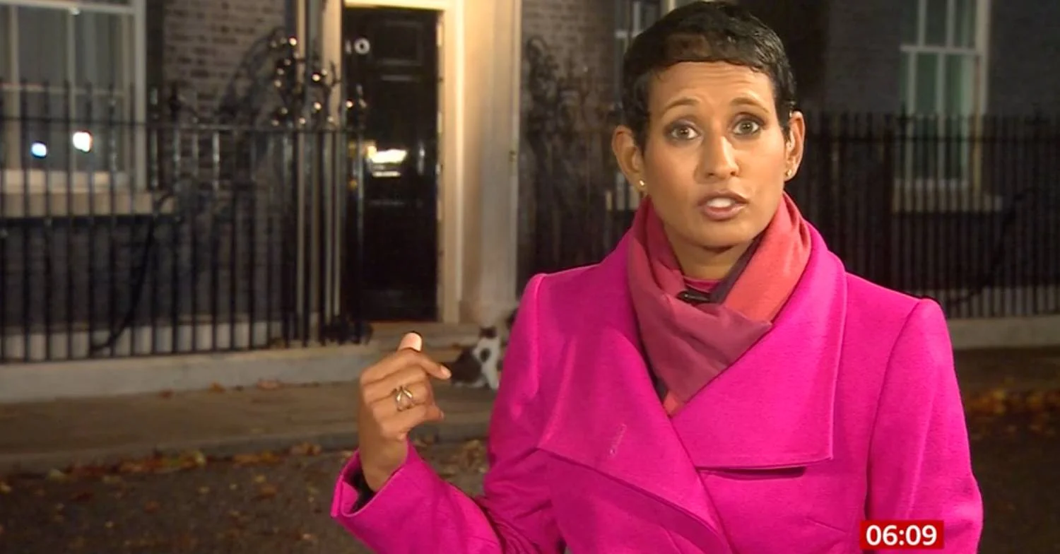 Naga Munchetty outside Downing Street on BBC Breakfast
