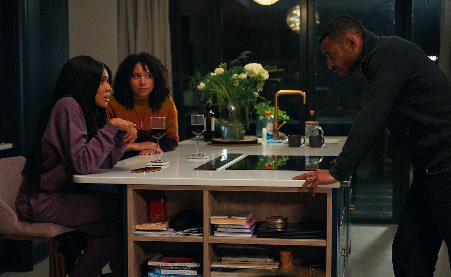 The Pact's Will, Megan and Sam in intense conversation in the kitchen