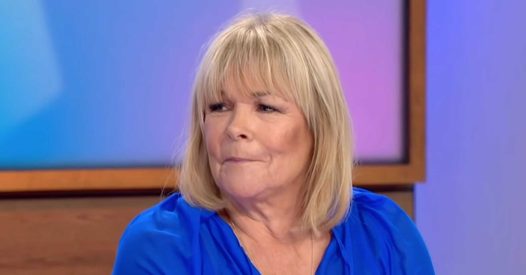 Linda Robson wearing blue on Loose Women