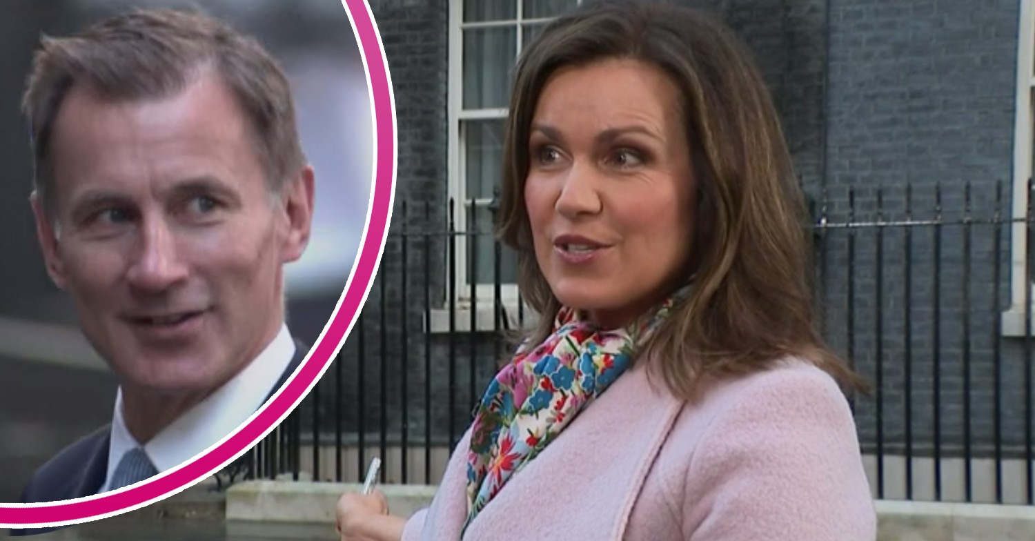 Jeremy Hunt looks to the side, GMB host Susanna Reid appears amused