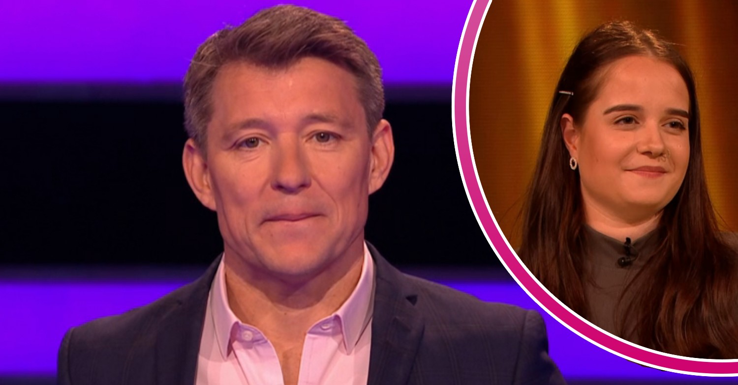 Ben Shephard smirking on Tipping Point, Becs smiling