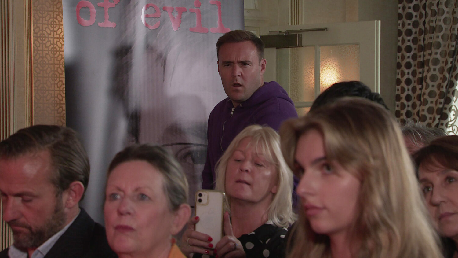 Corrie's Tyrone looking angry at John Stape book Q&A
