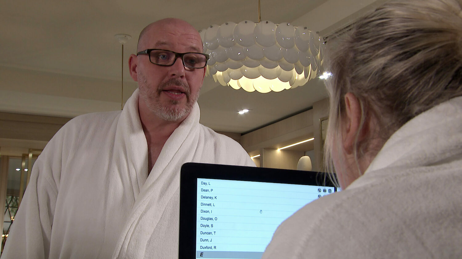 Coronation Street Fern's ex-husband in a robe