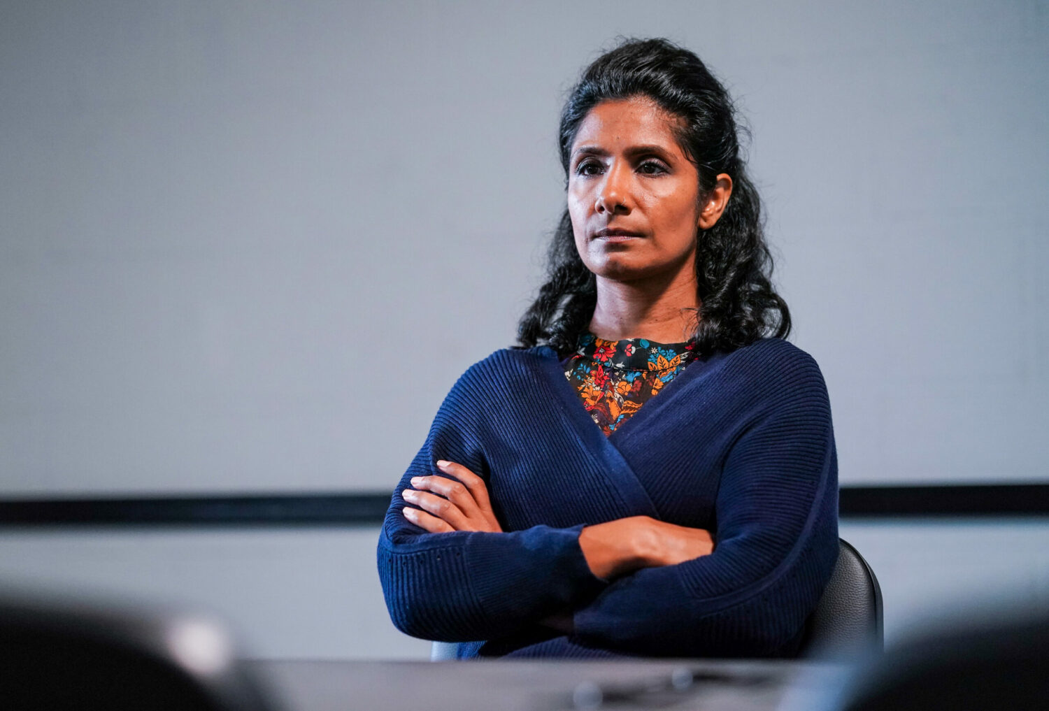 Suki looks unimpressed during questioning in EastEnders