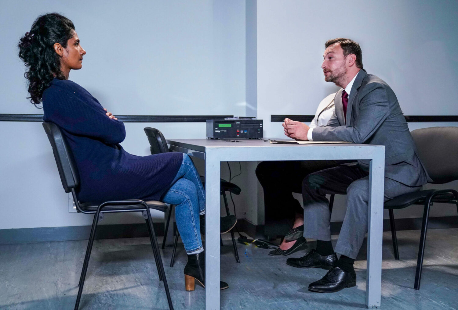 EastEnders Suki being questioned at the station