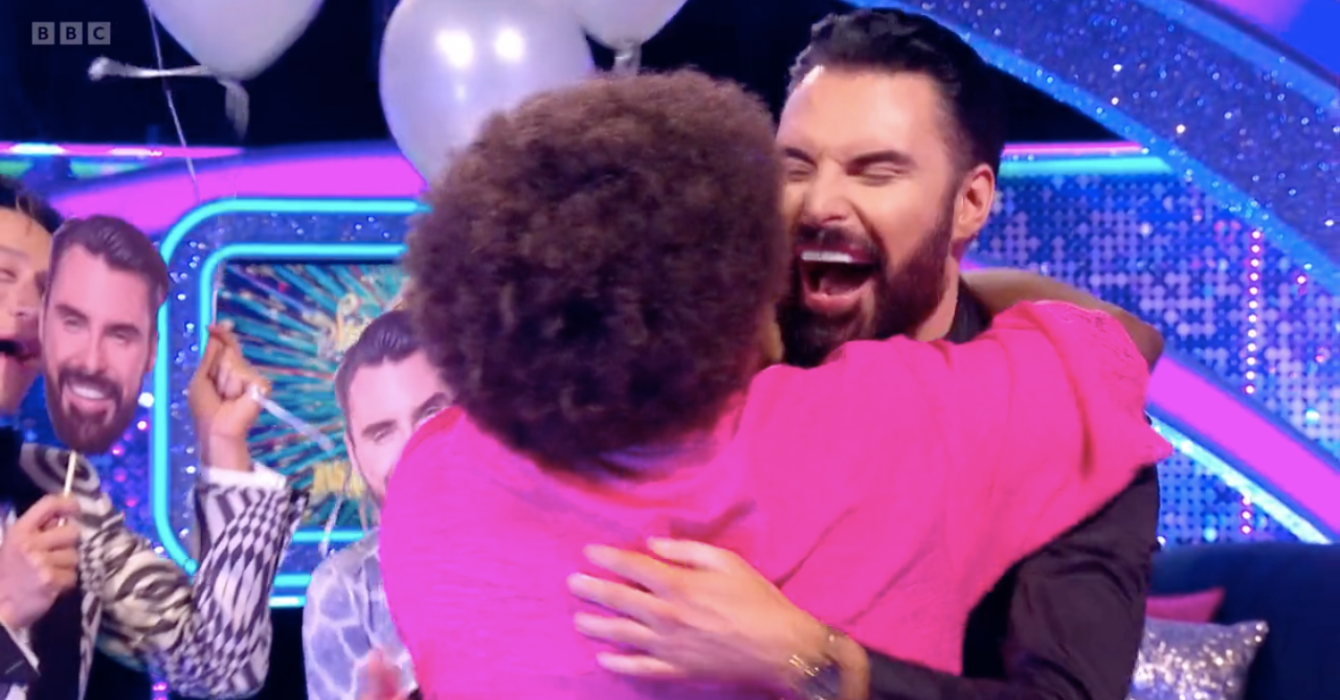 Rylan hugging Rustie on Strictly It Takes Two