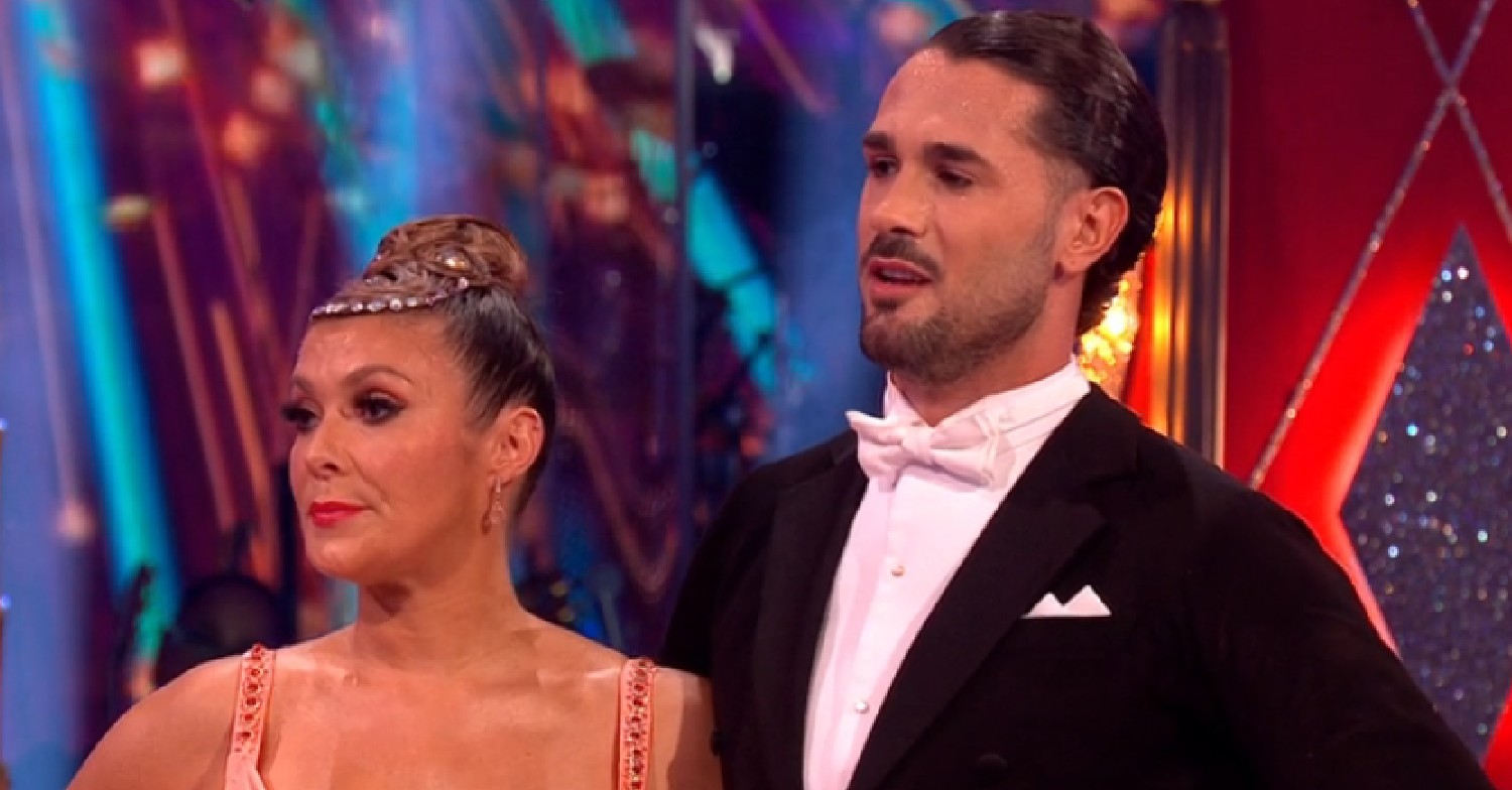 Kym Marsh and Graziano Di Prima looking serious on Strictly